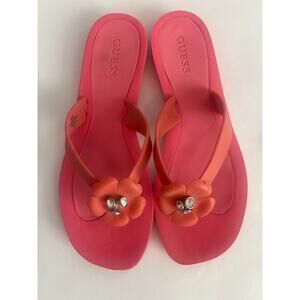 Guess women's flower rhinestone thong sandals Pink Size 8